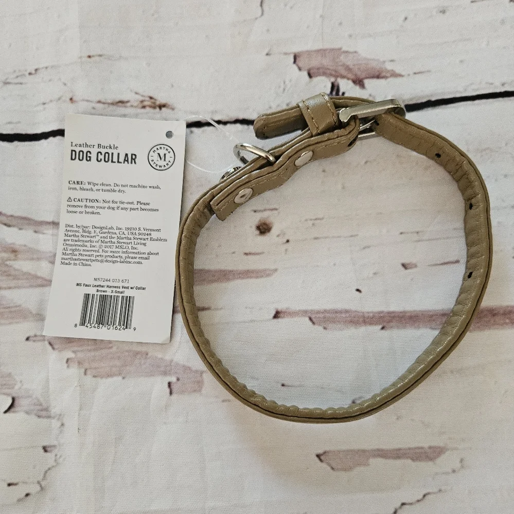 New Martha Stewart Faux Leather Dog Collar